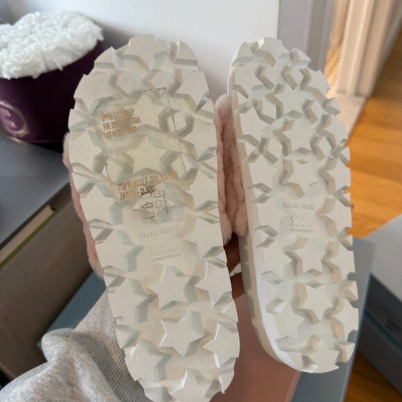 NWT Miu Miu Slip-on Sandals Pink Shearling Platform Open Toe Sz 34 - Picture 9 of 9